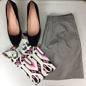 J Crew 100% Silk Marvelle Mini Skirt, Gray, 4